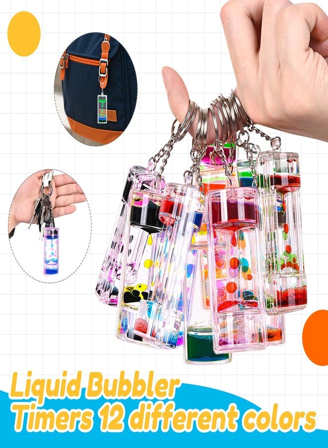 FKYTION Liquid Motion Bubbler Key Chain Pack of 12 Great Desktop Colorful Hourglass Liquid Bubbler Small Calming Relaxing Toys (Rainbow series, Pack of 12) - Image 5
